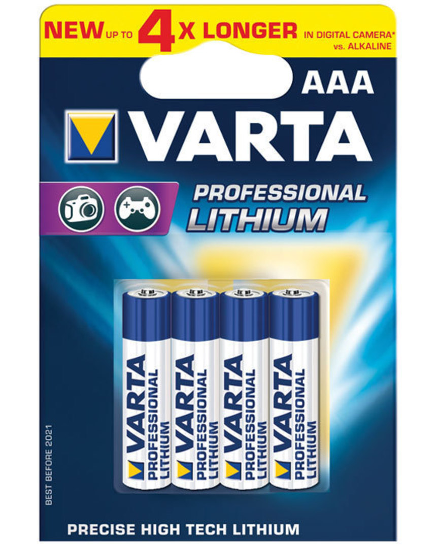 VARTA AAA Size Lithium Battery 4 Pack image 1